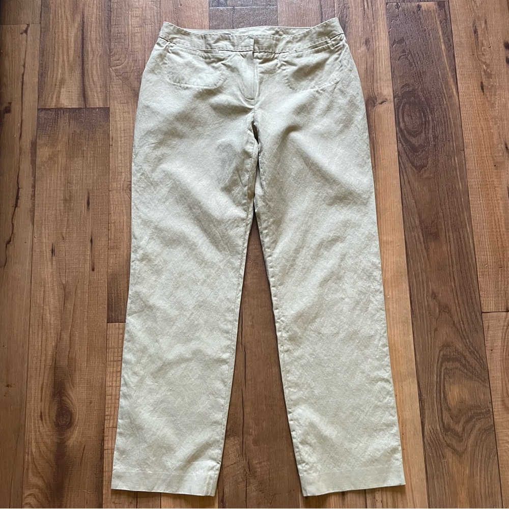 Brooks Brothers Women’s Straight Leg Beige Tan Linen Cotton Pants